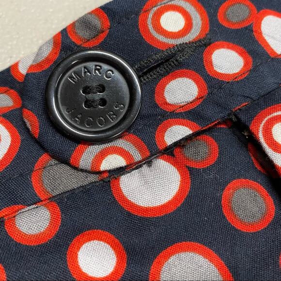 Marc Jacobs Pencil Skirt Black Red Gray Circle Pockets Back Slit Button Zip Sz 6 - Picture 2 of 6